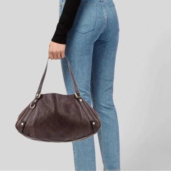 GUCCI 🤎☀️🤎 Authentic Abbey Guccissima Diagonal GG Hobo - Picture 2 of 16